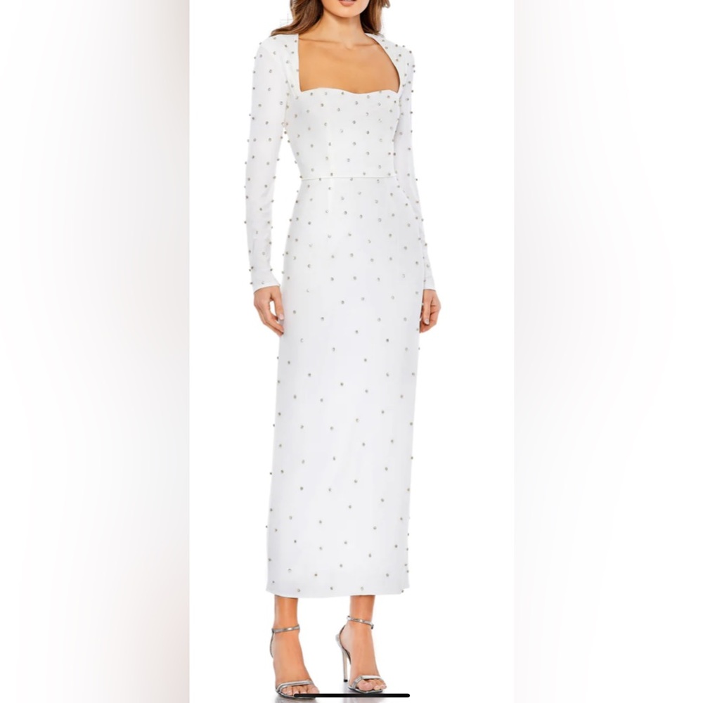 MAC DUGGAL ALLOVER WHITE RHINESTONE DRESS - sold out everywhere!!